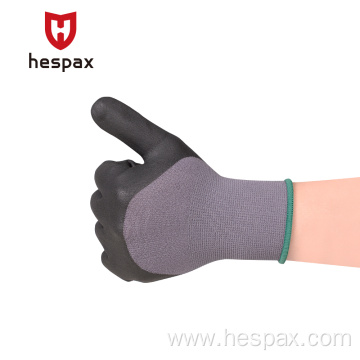 Hespax 15G Nylon Microfoam 3/4 Dipped Nitrile Gloves